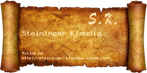 Steininger Klaudia névjegykártya